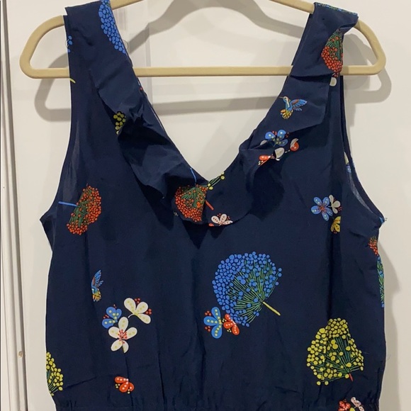 Navy Blue Floral Loft Ruffle Jumpsuit - Picture 2 of 4